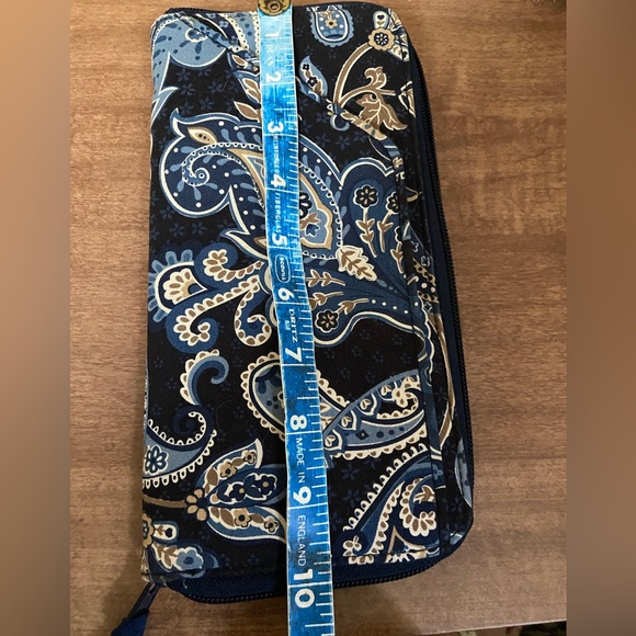 Vera‎ Bradley Windsor Navy Blue Travel Organizer Passport Document Wallet Case - Picture 9 of 10
